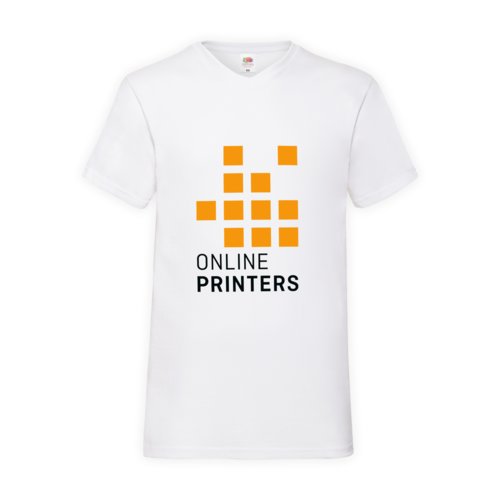 White cotton T-shirt with V-neck for men.