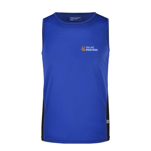 Blue polyester tank top for men.
