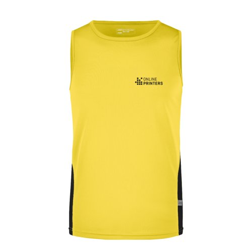 Yellow/Black polyester tank top for men.