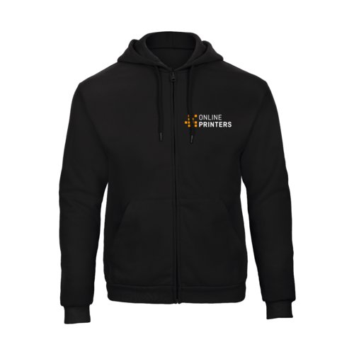 Sweat jacket with full zipper and hood.