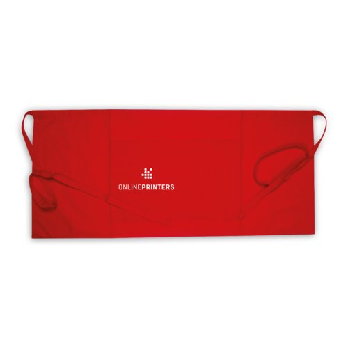 Red cotton apron with long ties.
