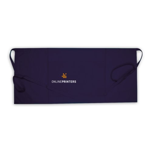 Dark blue cotton apron with long ties.