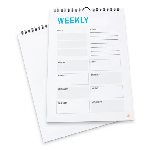 Weekly calendars with spiral binding, A5, Portrait, 4/0 colours 1
