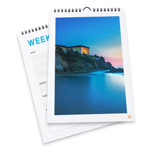 Weekly calendars with spiral binding, A5, Portrait, 4/4 colours 1