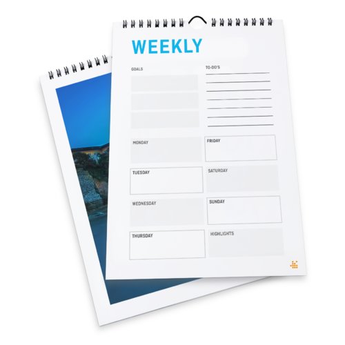 Weekly calendars with spiral binding, A5, Portrait, 4/4 colours 2