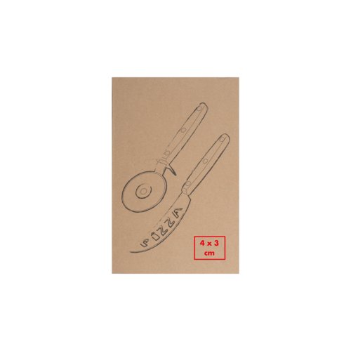 Two-piece pizza set, including pizza cutter and knife.