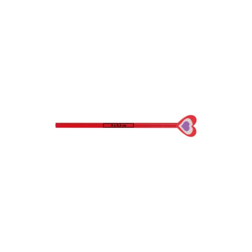Red wood pencil with heart-shaped end.