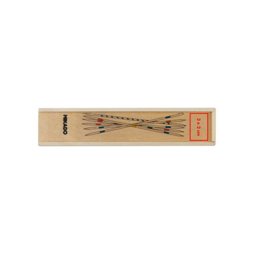 Wooden Mikado game with game sticks in a wooden box.