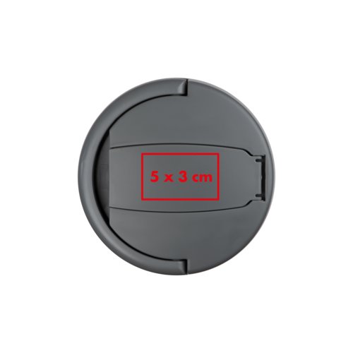 Grey lid with sliding mechanism.