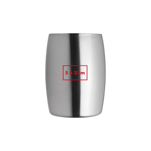 Silver stainless steel wine cooler for bottles.
