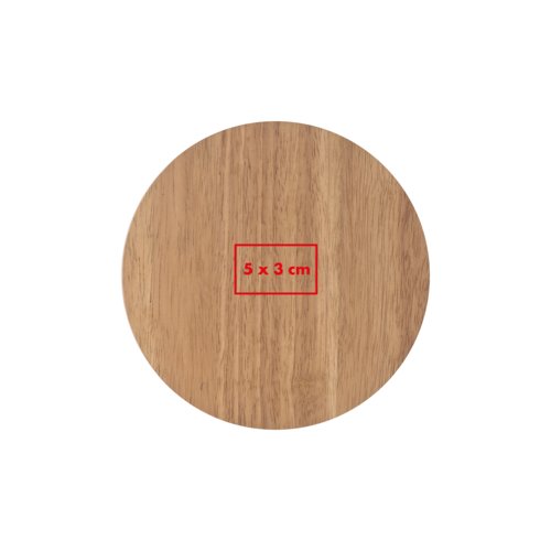 Wooden cheese board in a round shape.