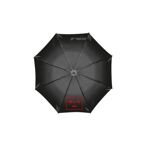 Black umbrella with automatic function and straight handle.