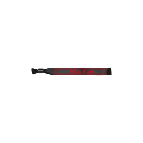 Black fabric wristband with closure.