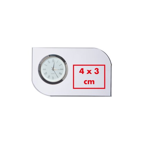 Transparent glass block with integrated clock.