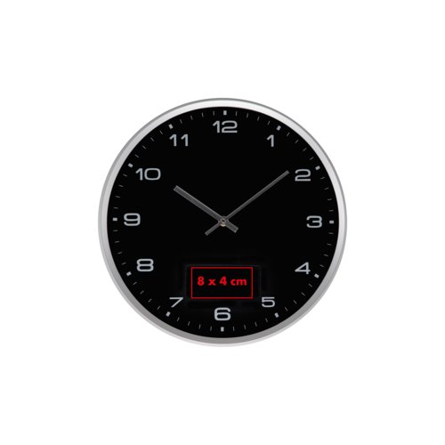 Wall clock with exchangeable design.