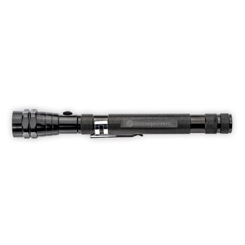 Black metal LED flashlight with telescopic function.