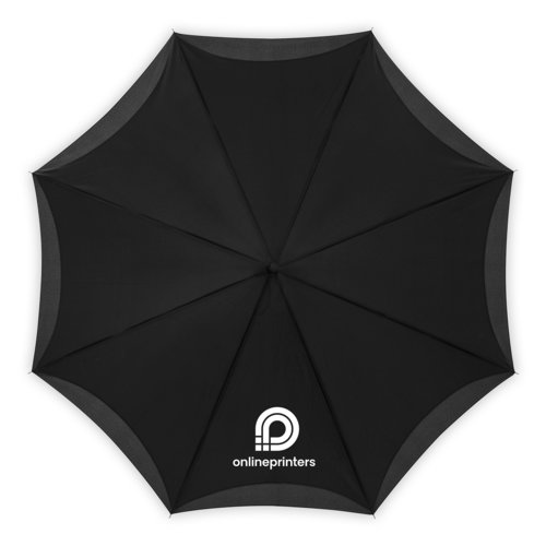Gray foldable umbrella with pattern.
