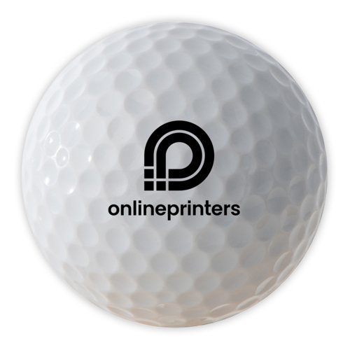 White golf ball in a set of 3 with dimples.