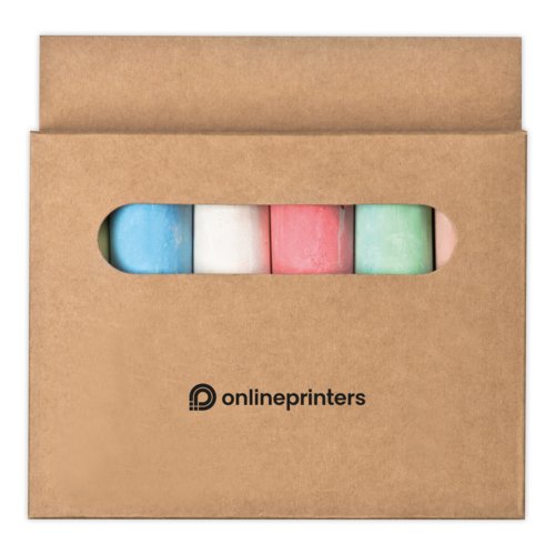 Multicolor sidewalk chalk in cardboard box