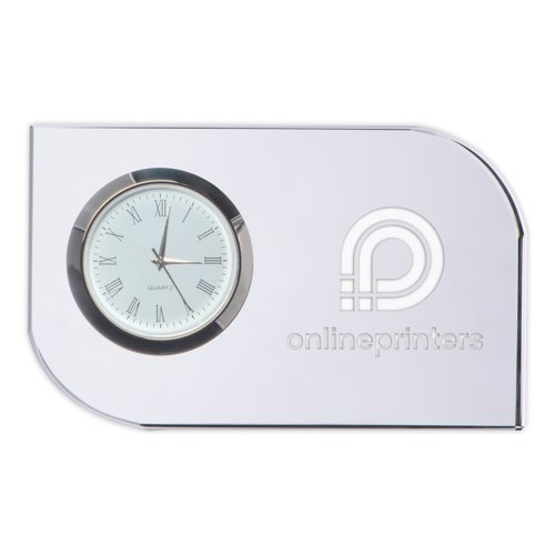 Transparent glass block with clock.