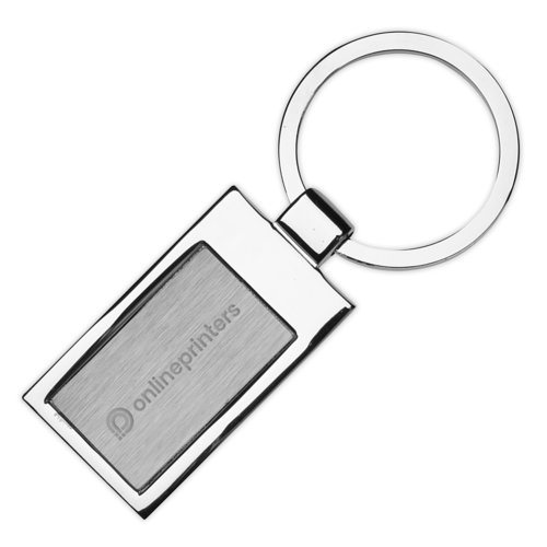Silver metal boat-shaped keychain with keyring.