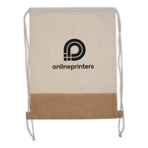 Natural-colored cotton drawstring sport bag.