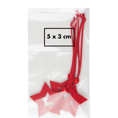 Red felt star ornament set with string.