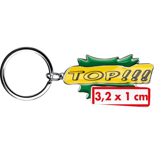 Metal keychain with custom pendant and metal ring.