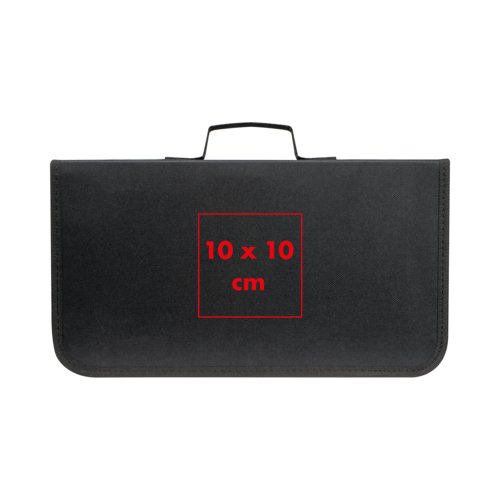 Black barbecue set with handle and zipper.
