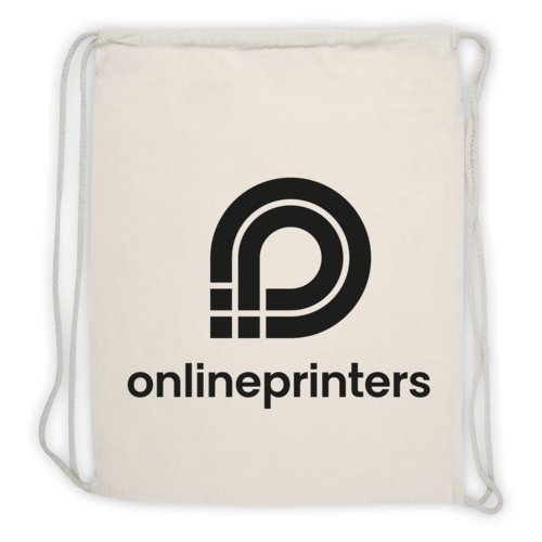 Natural cotton drawstring sports bag.