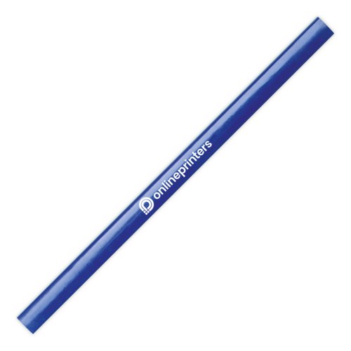 Blue wooden carpenter pencil with flat, sturdy shape.