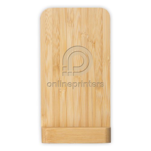 Light wood, wireless charger with stand function.