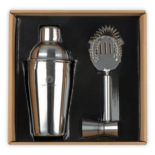 Gray metal cocktail set, 3-piece.