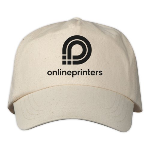 Cream-colored cotton baseball cap with adjustable strap.