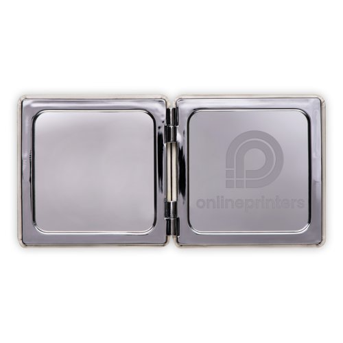 Silver folding magnifying mirror.