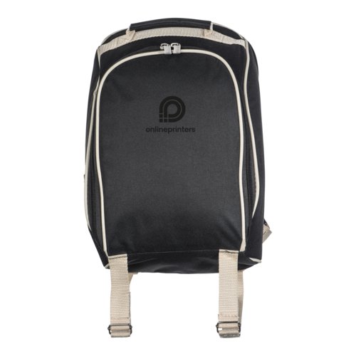 Black picnic backpack with adjustable straps.