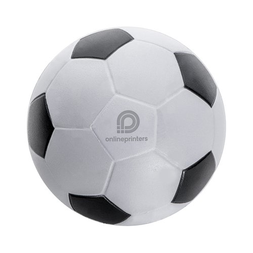 White foam anti-stress ball in soccer ball design.