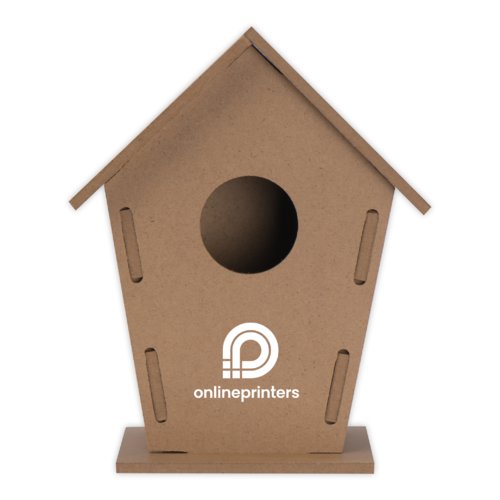 Beige DIY wooden birdhouse for individual design.