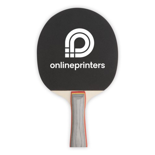 Black table tennis set with wooden handle.