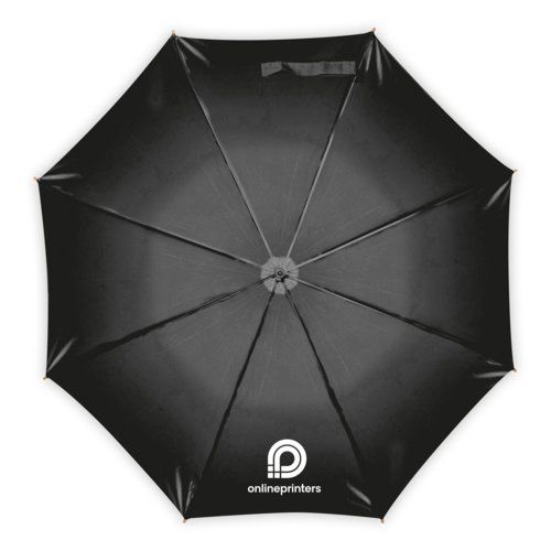 Black automatic stick umbrella with straight handle.