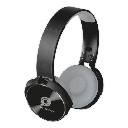 Black over-ear headphones with adjustable headband.