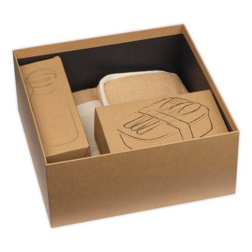 Gift set with various products in a box.