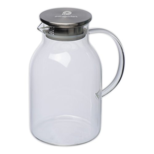 Glass carafe with lid and handle.