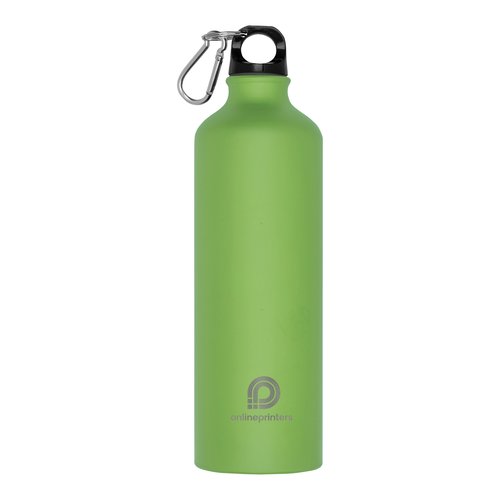 Apple green metal water bottle with carabiner.