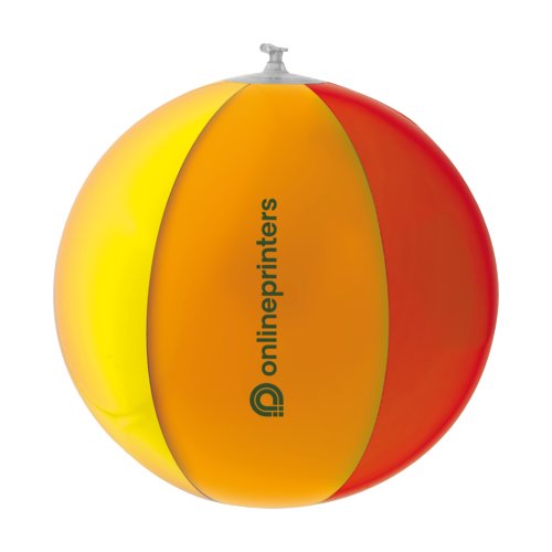 Multicolor plastic beach ball with inflatable design.