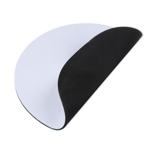 White fabric mousepad with non-slip base.