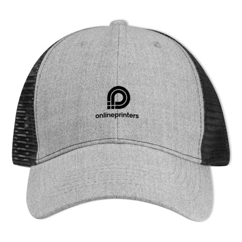 Gray fabric baseball cap with mesh inserts.