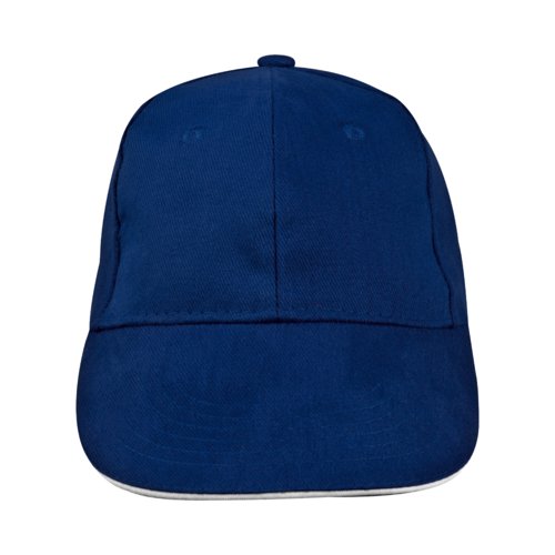 Dark blue fabric baseball cap with six panels.