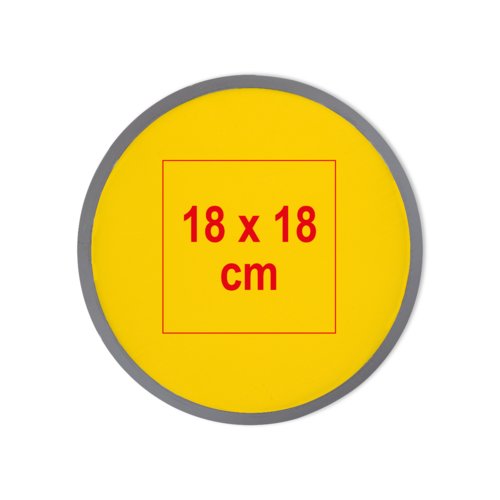 Yellow, foldable fabric throwing disc.
