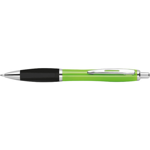 Apple green ABS ballpoint pen with clip and push button.